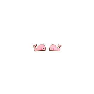 Boucles d'oreilles perceuses - Baleine Rose