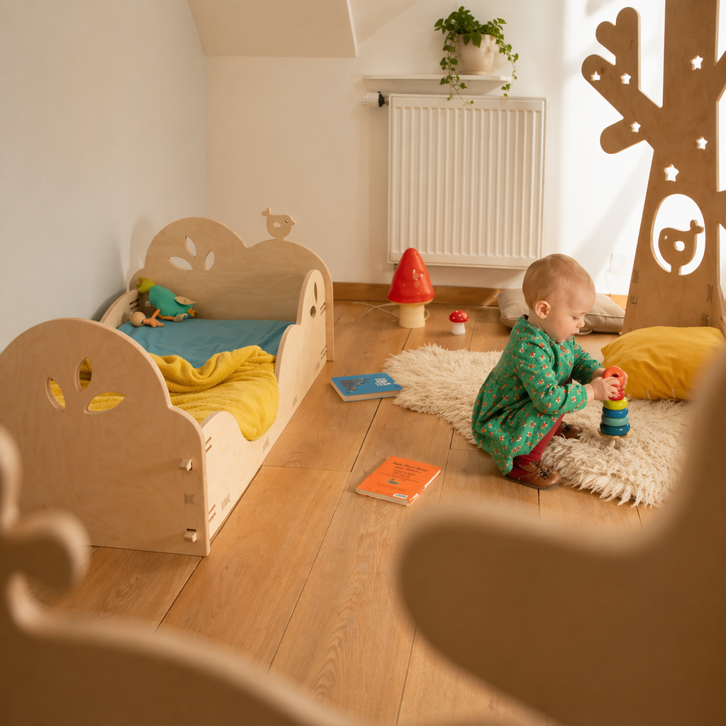 Lit Montessori enfant 60 × 120 cm en bois naturel – Elysta
