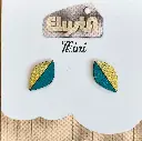 Boucles d'oreilles adultes - Petite Feuille Bleue et Jaune