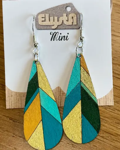 [EBOAD107] Boucles d'oreilles adultes - Plume Bleue et Jaune